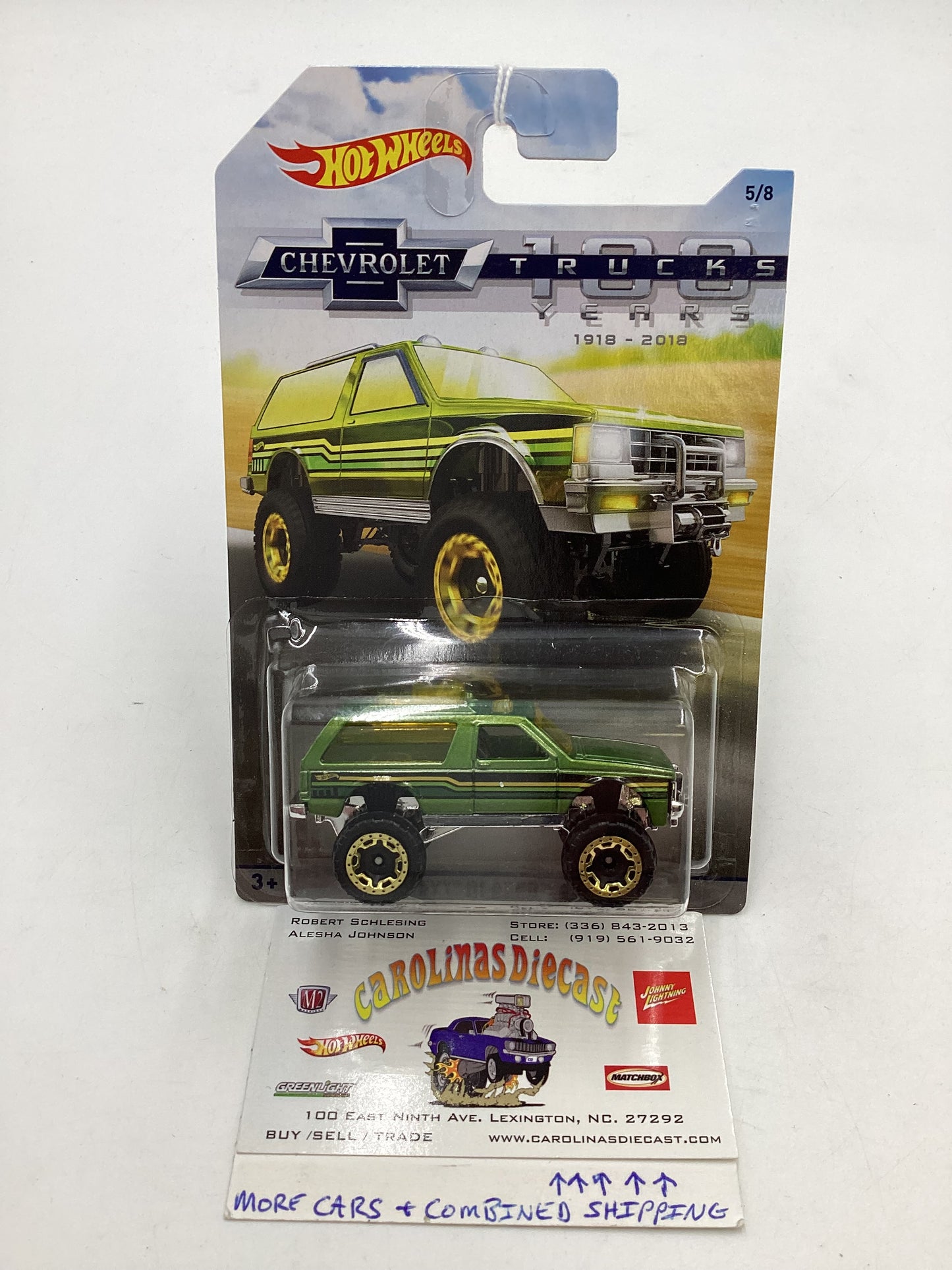 Hot Wheels Walmart 100 Years Chevy #5 Chevy Blazer 4x4 Green 160A