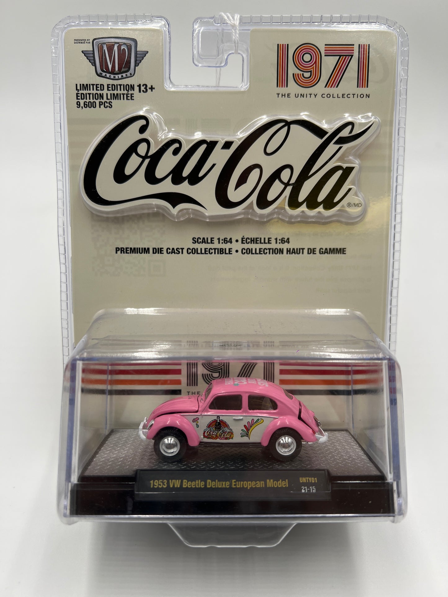 2024 M2 Machines Coca Cola 1971 Unity Collection UNTY01 1953 VW Beetle Deluxe European Model Pink 200C