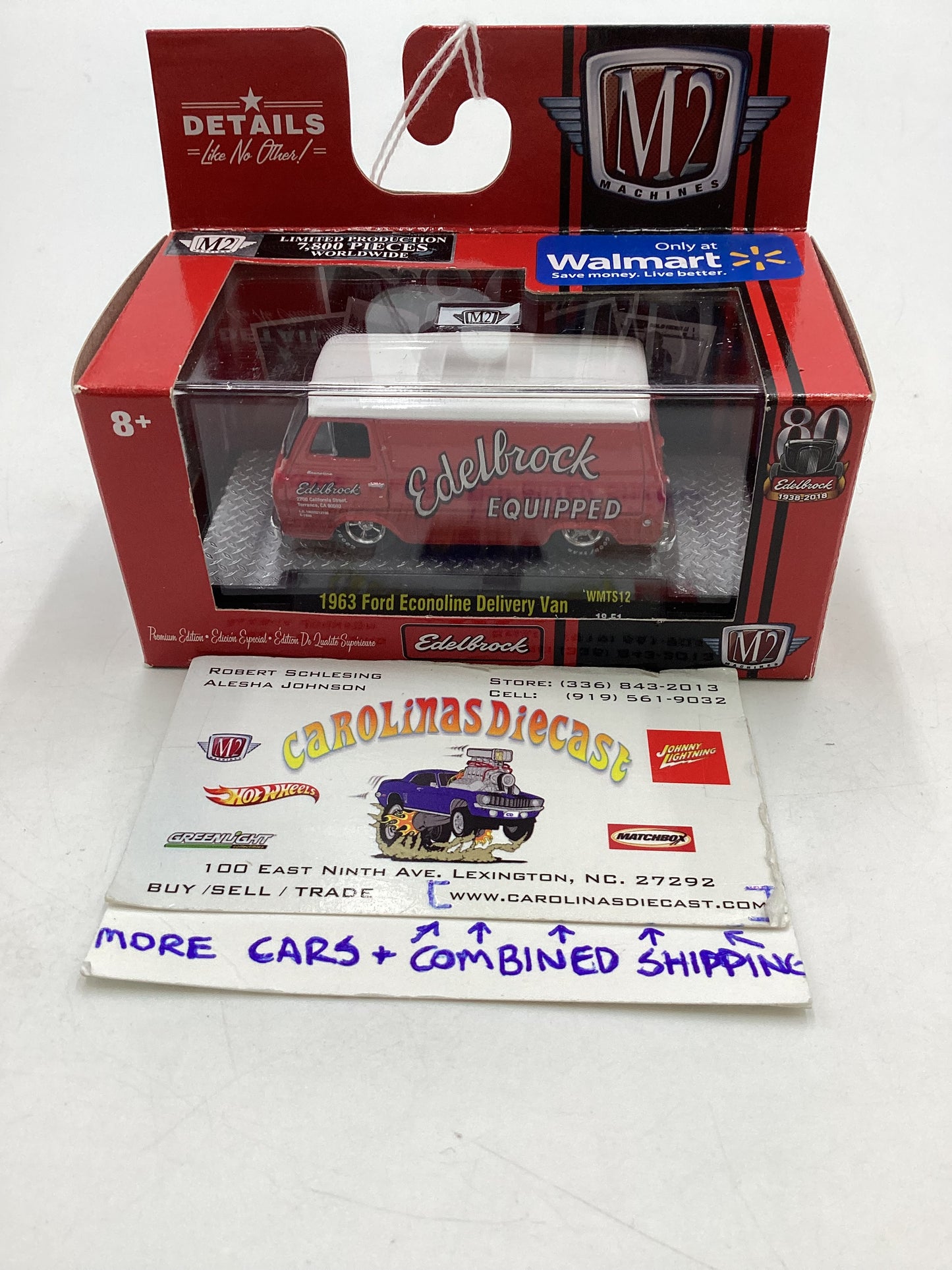 M2 Machines Walmart Exclusive Edelbrock 1963 Ford Econoline Delivery Van Red WMTS12