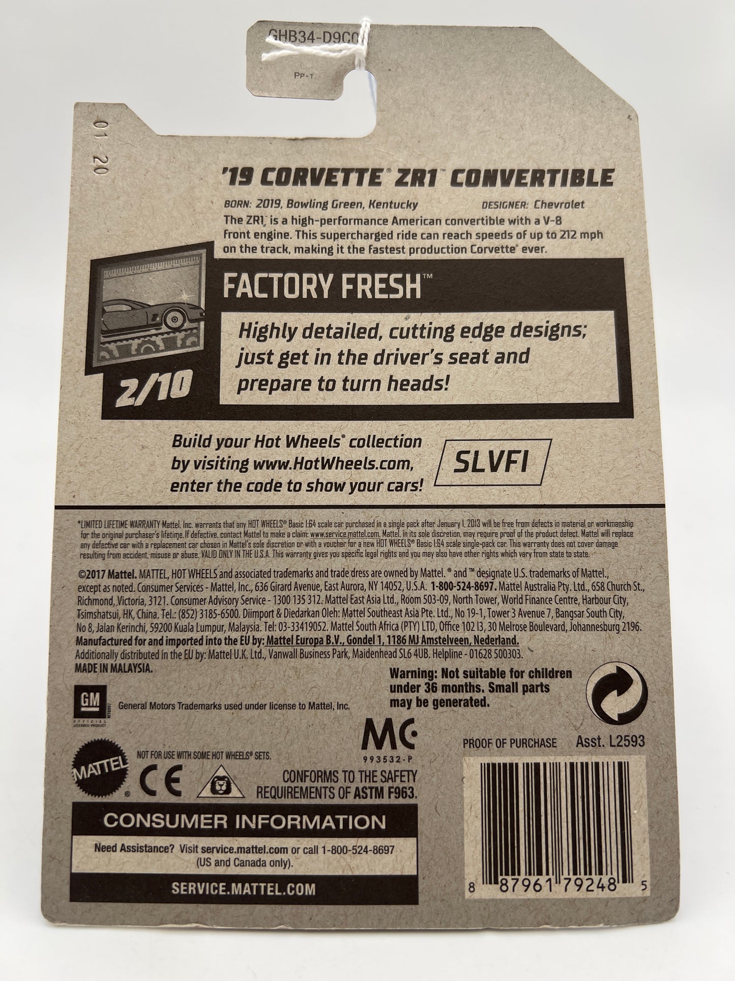 2020 Hot Wheels Factory Fresh #144 19 Corvette ZR1 Convertible Orange 16E