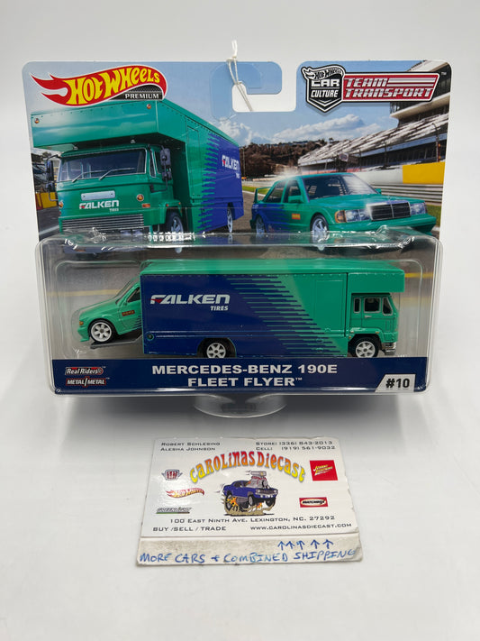 Hot Wheels Team Transport #10 Mercedes-Benz 190E & Fleet Flyer Falken Bad Card 281D