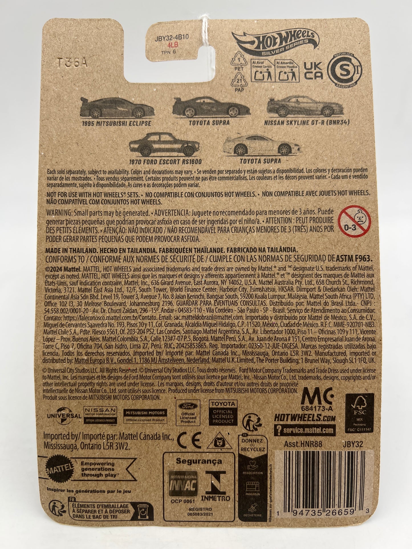 Hot Wheels Silver Series Fast & Furious Brian O’Conner #4 1970 Ford Escort RS1600 Blue 72E
