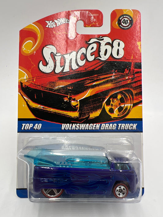 Hot Wheels Since 68 Top 40 #4 Volkswagen Drag Truck Blue W/Protector Cracked Blister