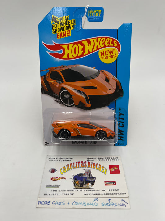 2014 Hot Wheels City #37 Lamborghini Veneno Orange 102F