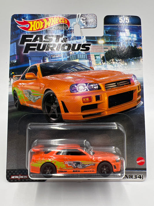 Hot Wheels Premium Fast & Furious #5 Nissan Skyline GT-R BNR34 Orange 248B