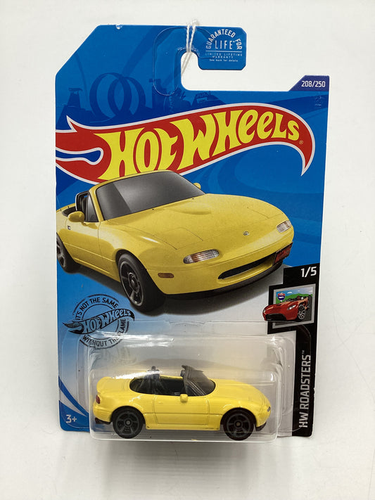 2020 Hot wheels Roadsters  #208 91 Mazda MX-5 Miata Yellow 86G