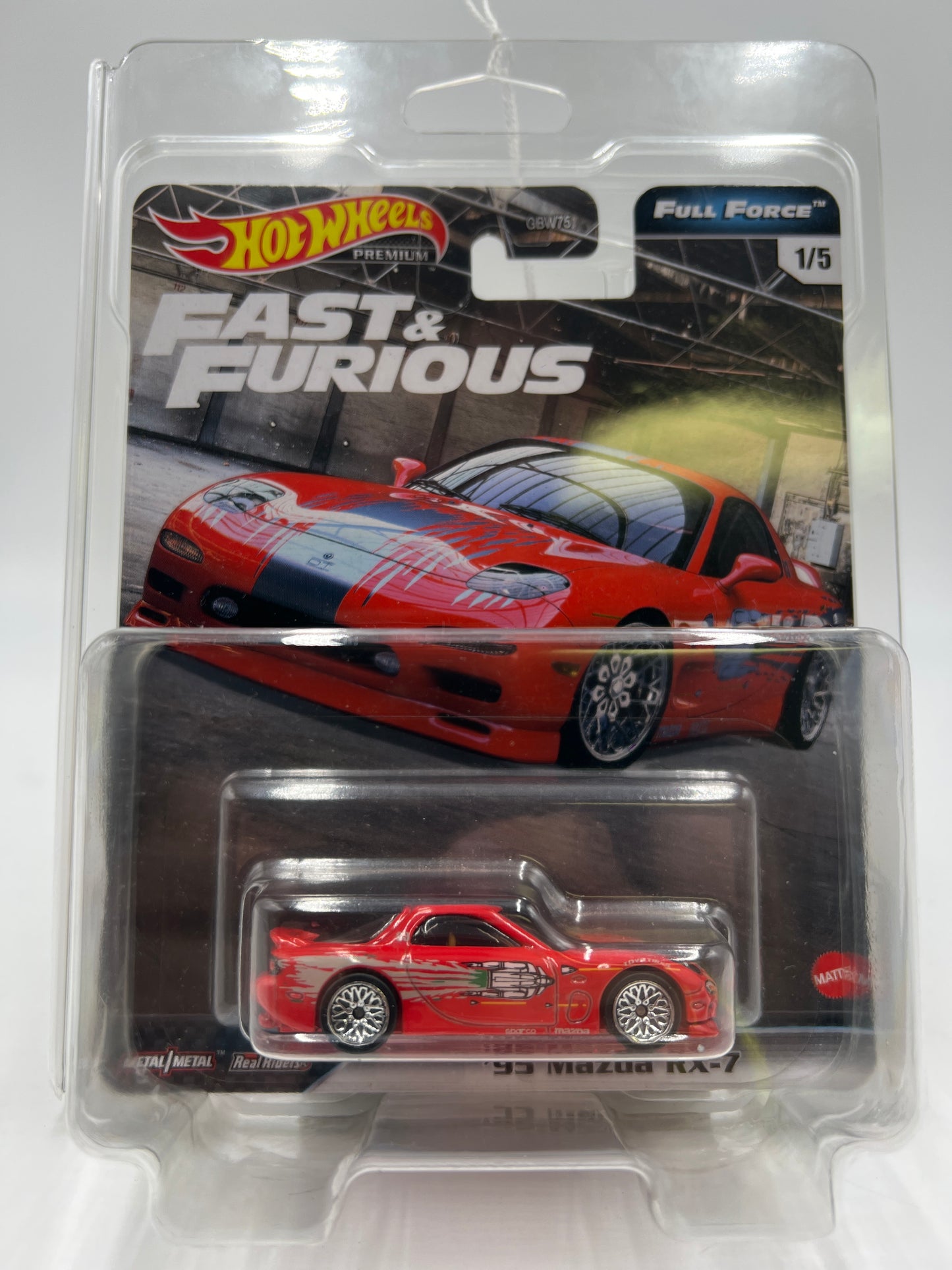 Hot Wheels Fast & Furious Full Force #1 95 Mazda RX-7 Red W/Protector