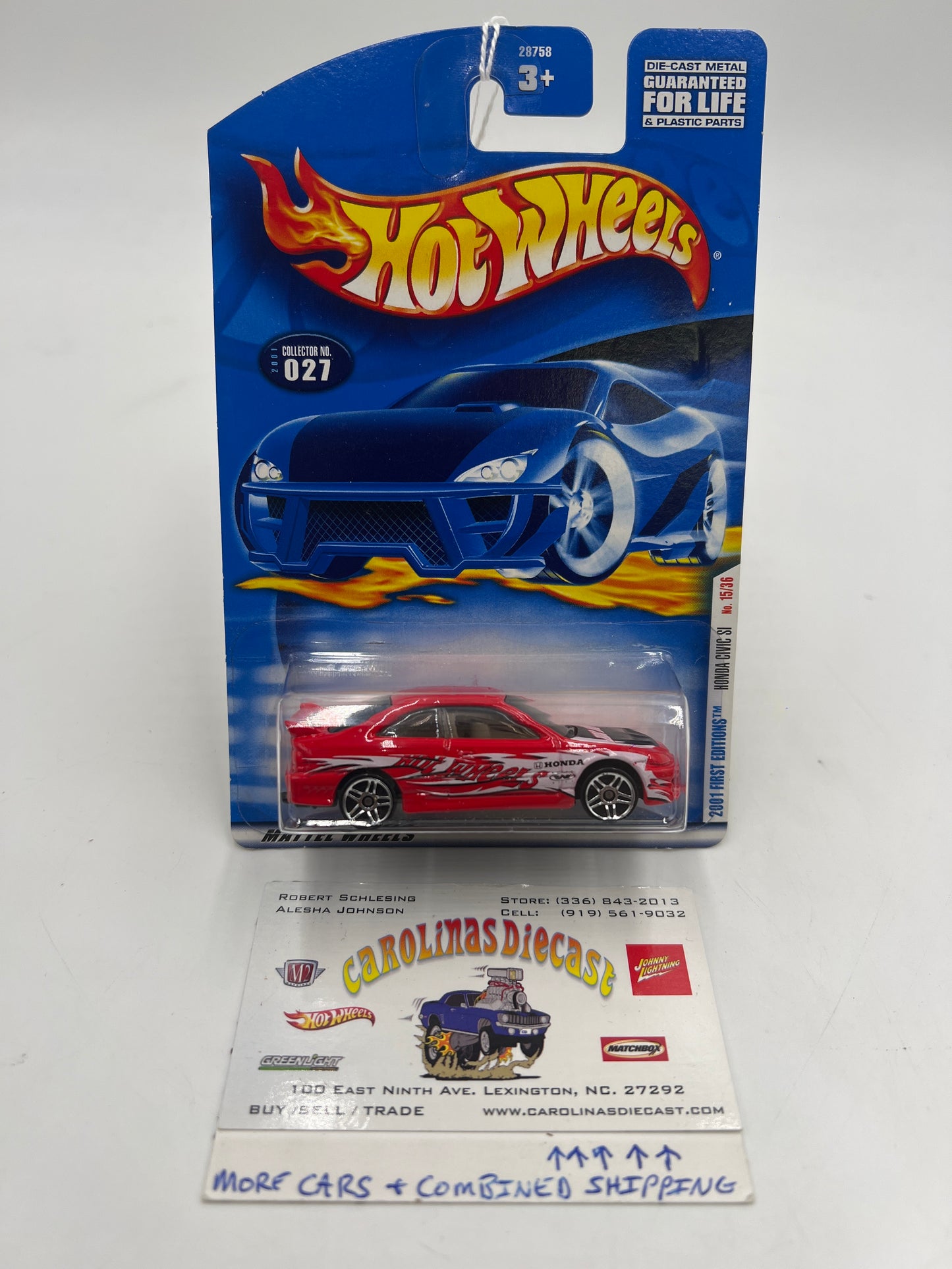 Hot Wheels 2001 #27 First Editions Honda Civic Si Red 77B