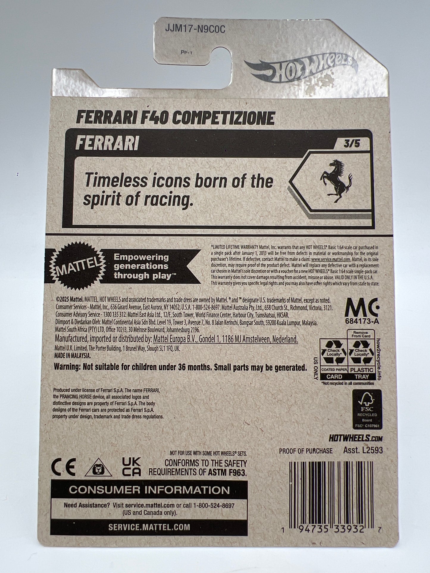 2026 Hot Wheels Super Treasure Hunt #63 Ferrari F40 Competizione W/pro Cracked Blister