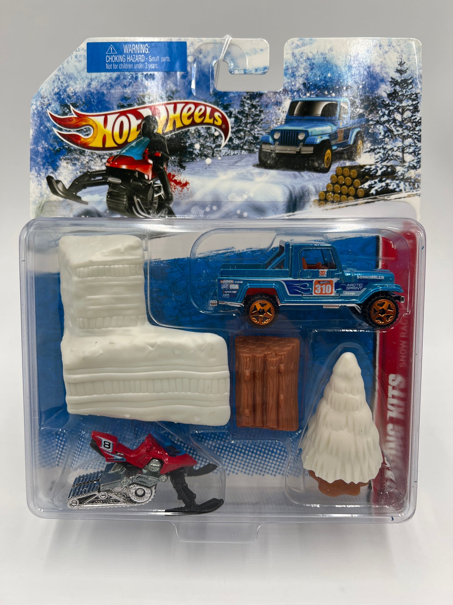 2011 Hot Wheels Racing Kits #1 Snow Race Jeep Scrambler / Snowmobile SR