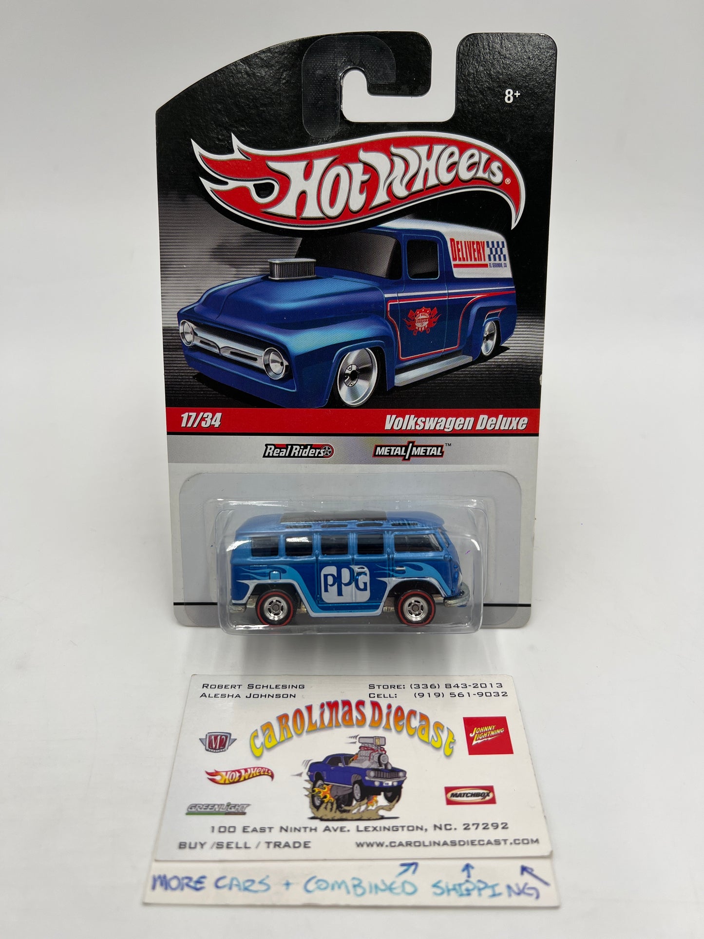 Hot Wheels Premium Delivery Slick Rides #17 Volkswagen Deluxe Blue PPG W/Protector