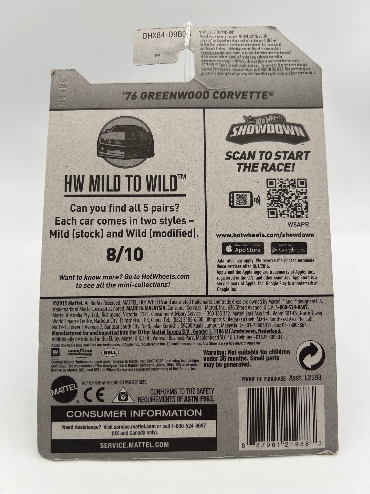 2016 Hot Wheels Walmart Exclusive Zamac #63 76 Greenwood Corvette 147i