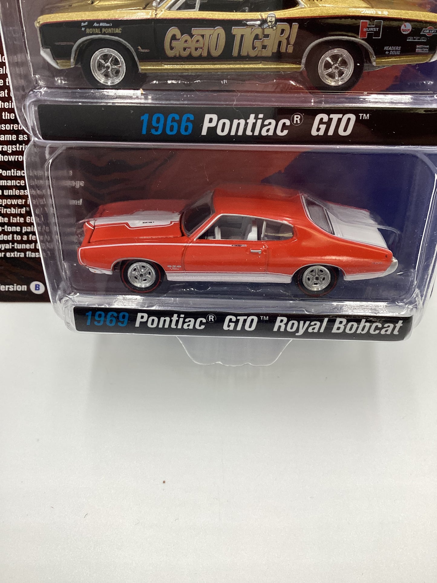 Johnny Lightning Royal Bobcat Pontiac GTO Release 2 Version B 1966 Pontiac GTO Gold/ Black 1969 Pontiac GTO Royal Bobcat Orange 231D