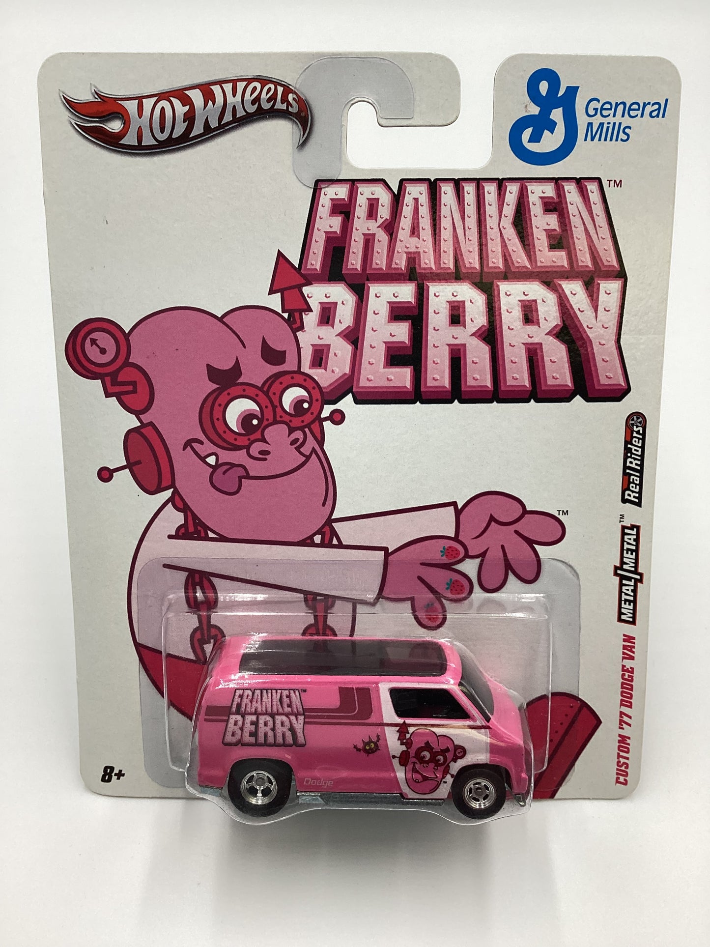 2011 Hot Wheels Premium General Mills Custom 77 Dodge Van Pink Franken Berry with protector