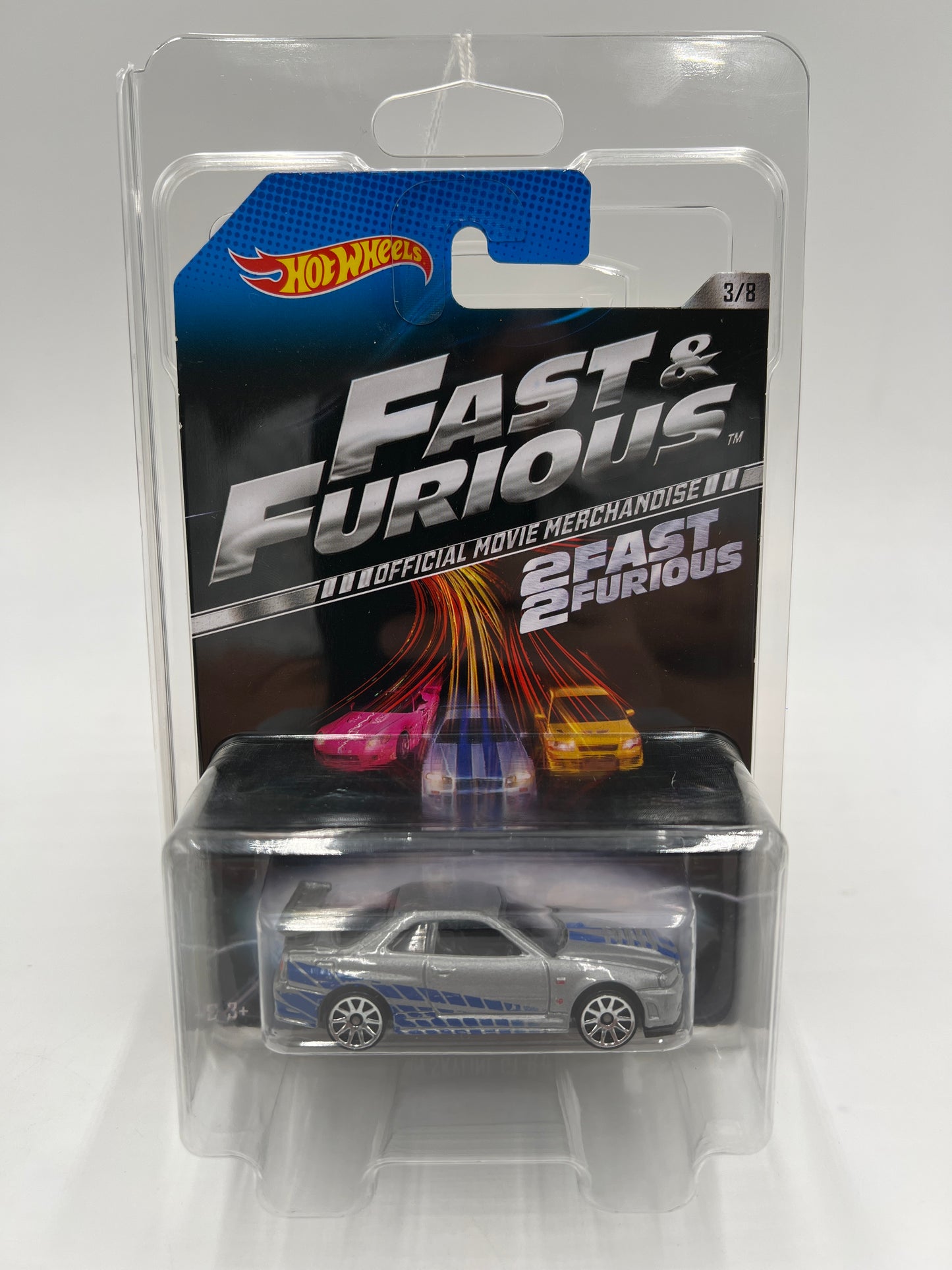 Hot Wheels Fast and Furious #3 Nissan Skyline GT-R R34 Silver W/Protector