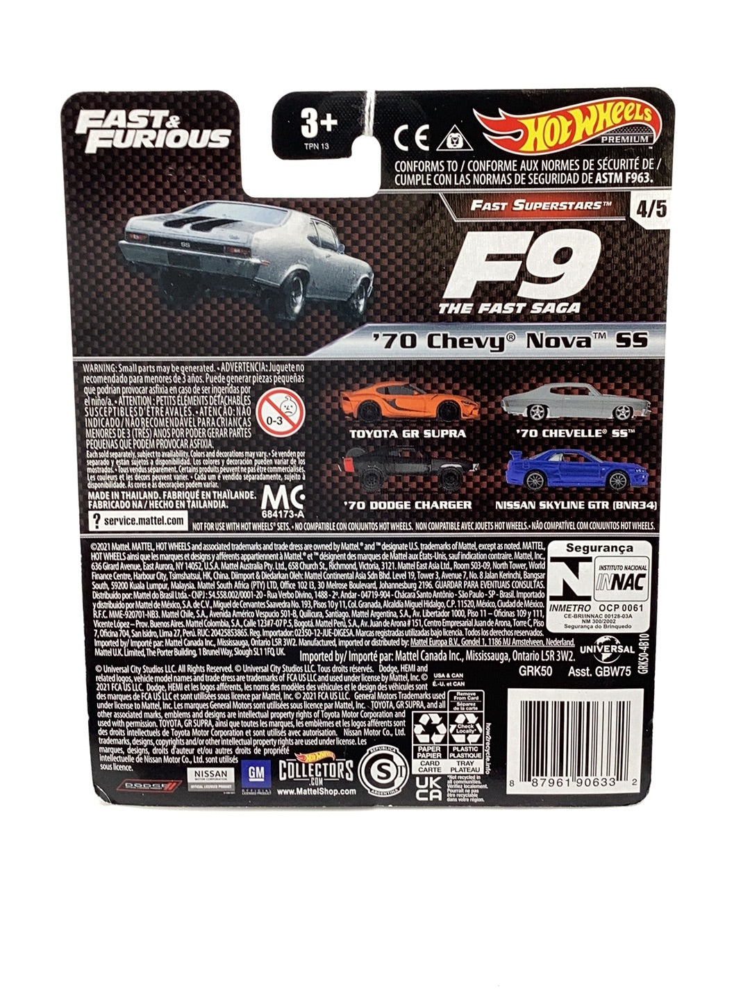 Hot wheels premium fast and furious Fast Superstars 4/5 70 Chevy Nova SS 250G