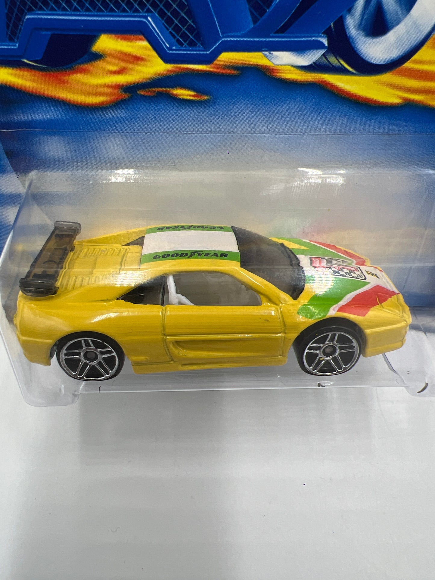 2001 Hot Wheels #191 Ferrari F355 Yellow PR5 Wheels