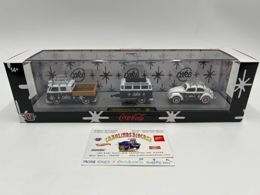 2025 M2 Machines Auto Haulers Coca Cola 1960 VW Double Cab Truck & 1953 VW Beetle Deluxe U.S.A. Model TW36