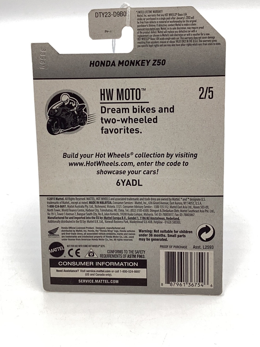 2017 Hot Wheels HW Moto #115 Honda Monkey Z50 78A