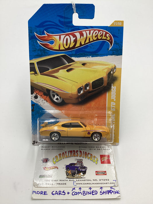 2011 Hot Wheels #11 70 Pontiac GTO Judge Yellow