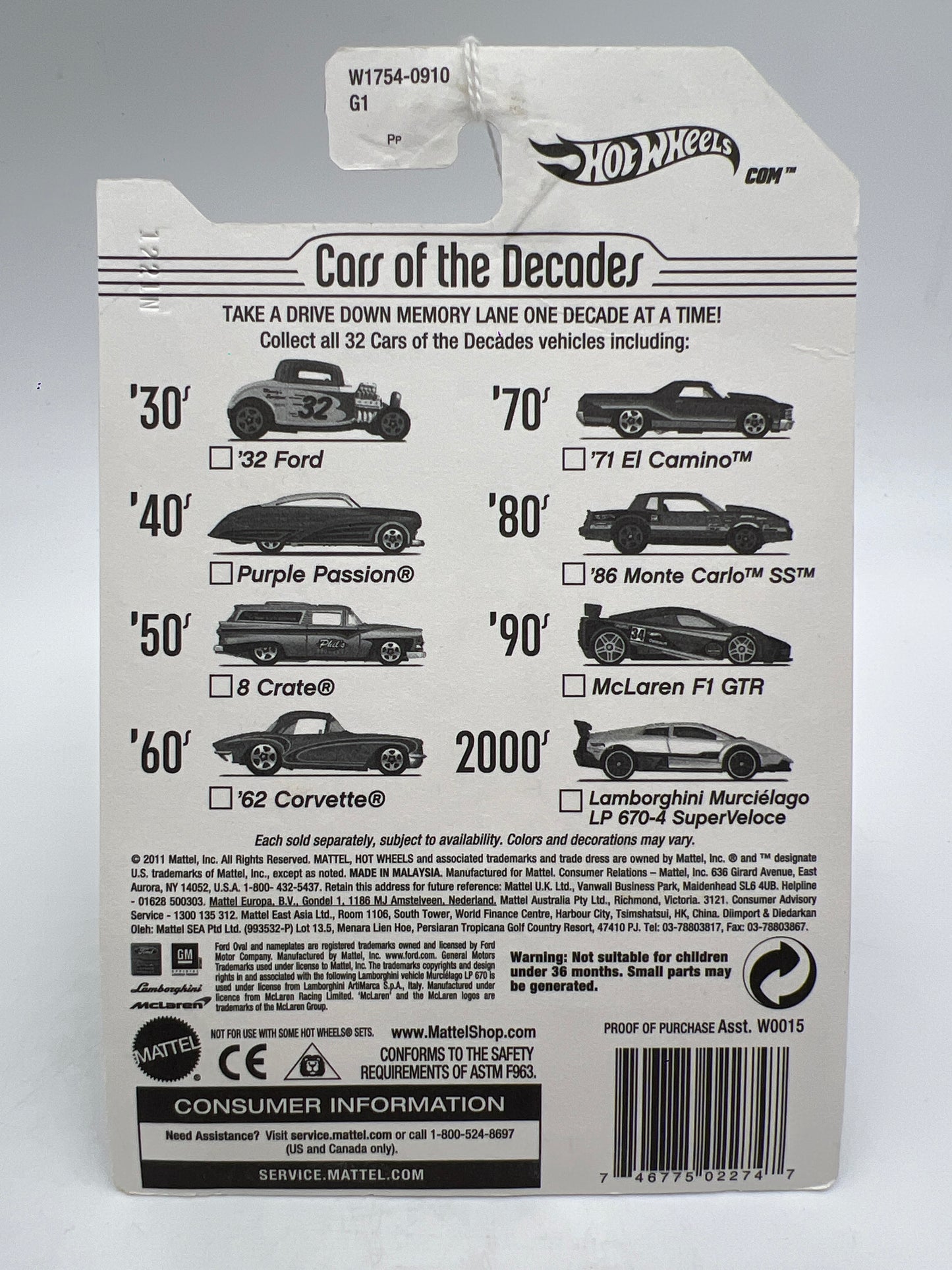 Hot Wheels Cars of the Decades The 30s #4 32 Ford White/Blue 162B