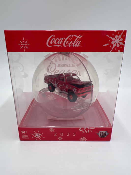 2025 M2 Machines Coca Cola Holiday Christmas Ornaments CHASE 1974 Dodge W200 Power Wagon Red