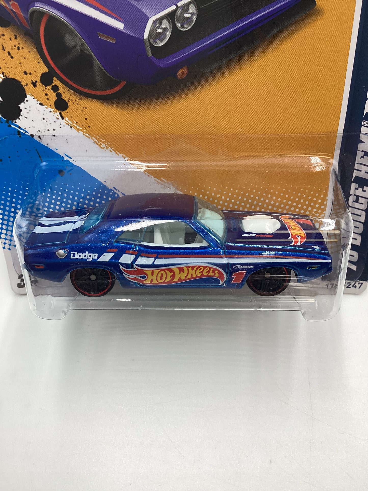 2012 Hot Wheels Racing #174 70 Dodge Hemi Challenger Blue 51B