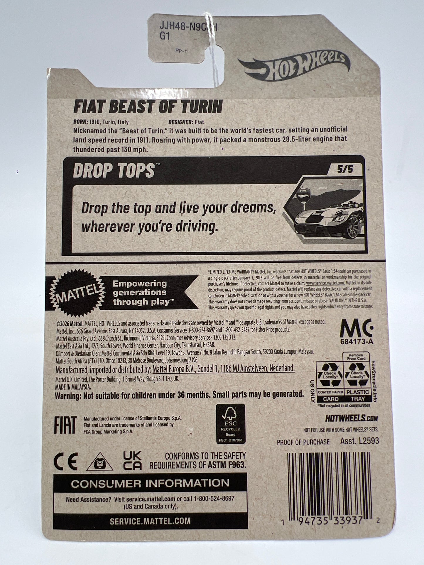 2026 Hot Wheels H Case #131 Fiat Beast Of Turin Red 113C