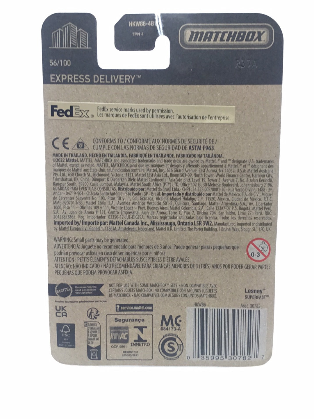 2022 matchbox #56 Express Delivery Fed Ex VV8