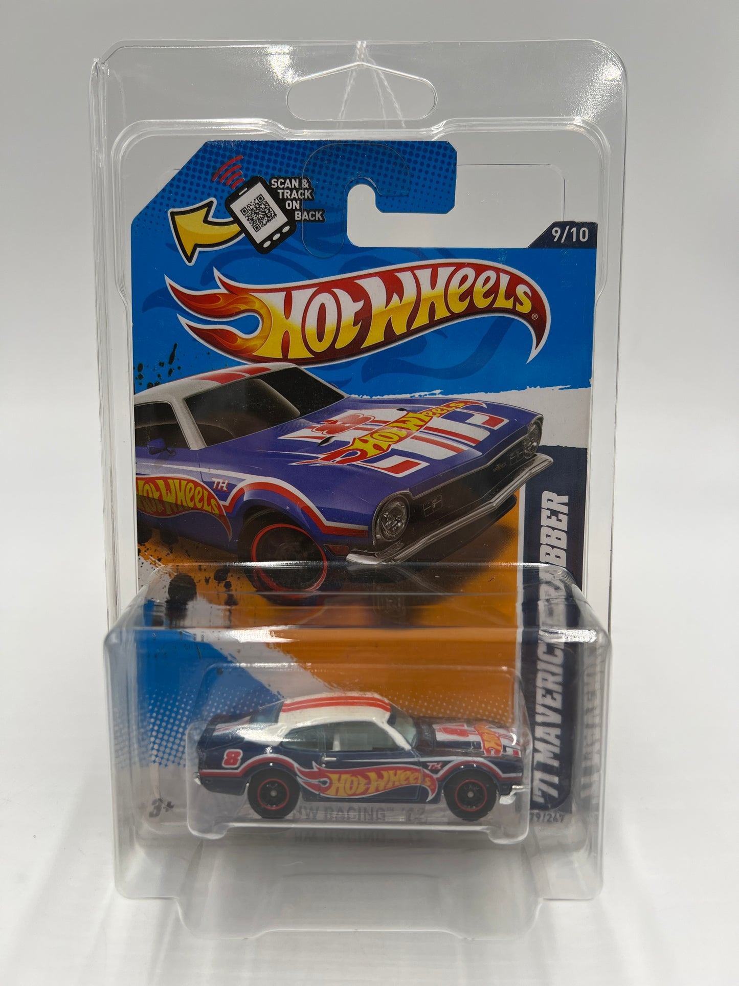 2012 Hot Wheels Super Treasure Hunt #179 71 Maverick Grabber Blue W/Protector