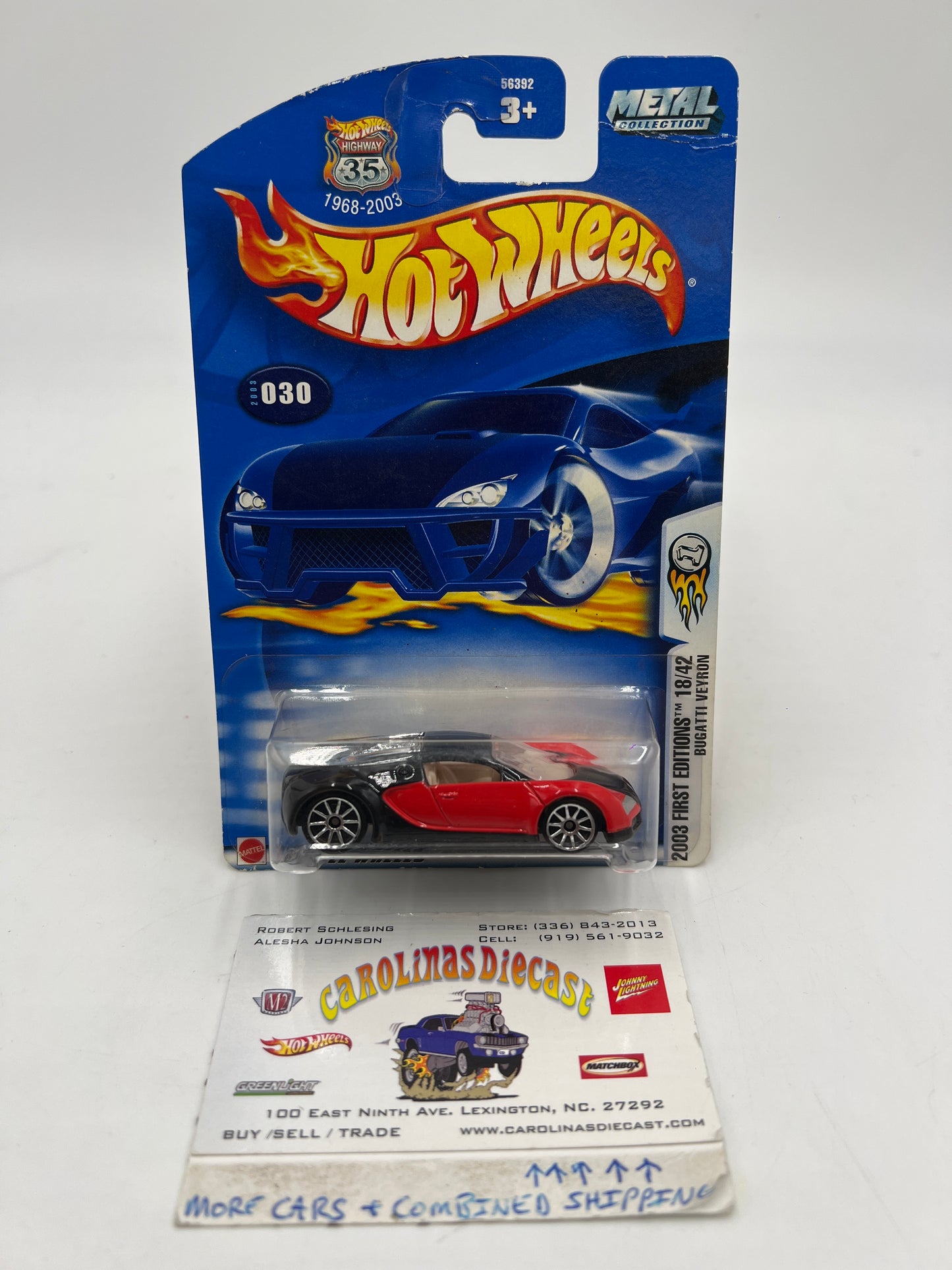 2003 Hot Wheels First Editions #030 Bugatti Veyron Red/Black W/Protector