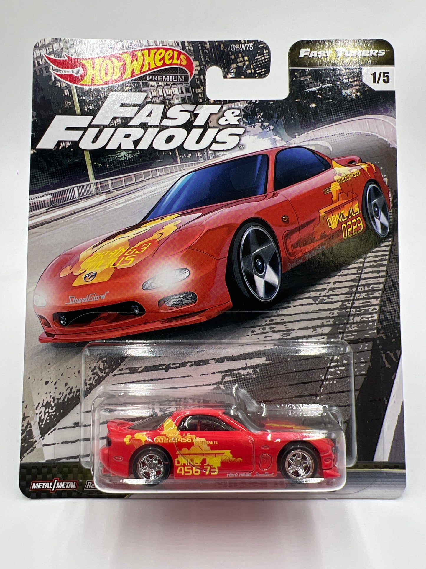 Hot Wheels Fast & Furious Fast Tuners #1 Mazda RX-7 FD Red W/Protector (2)