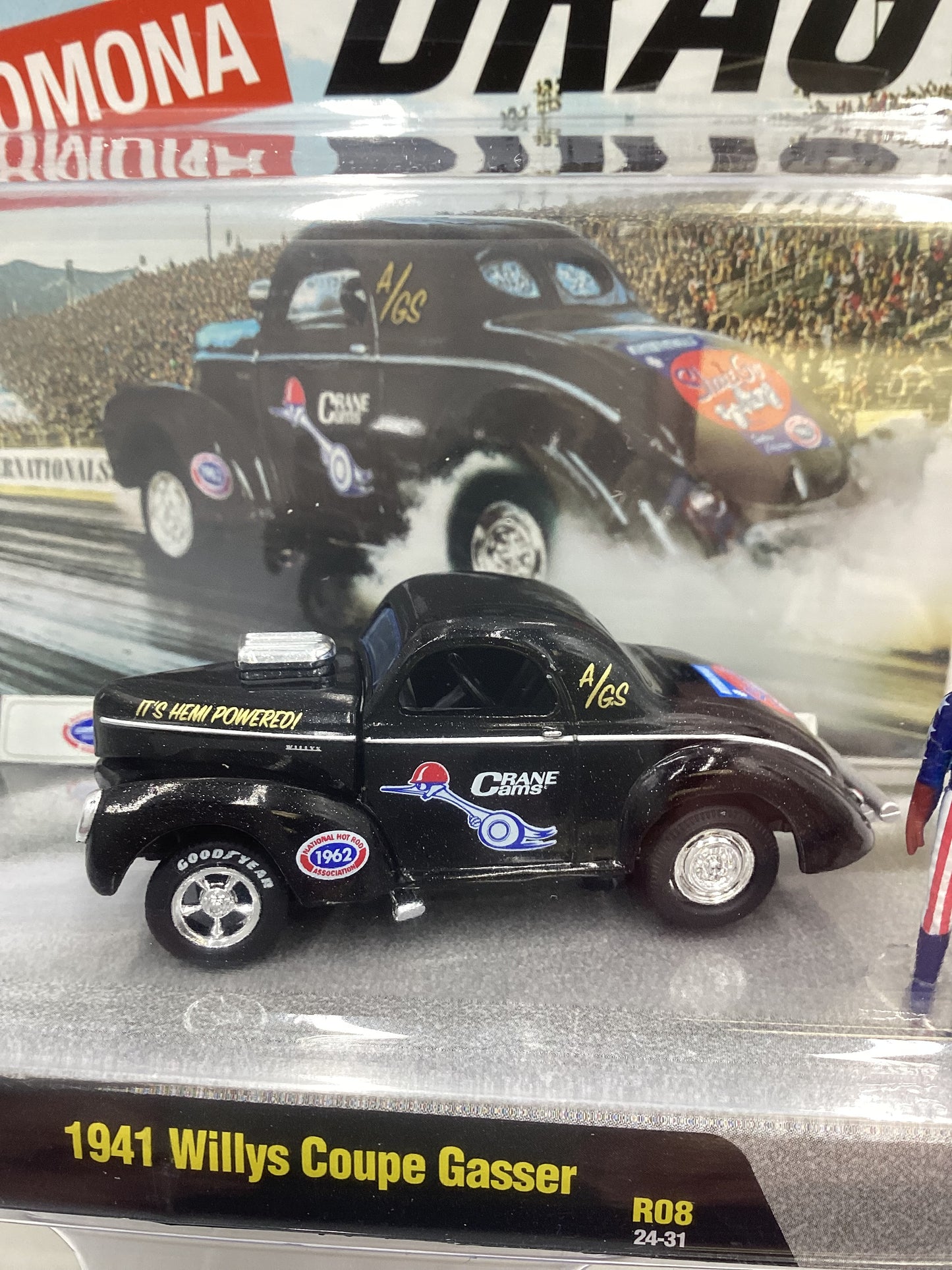 2024 M2 Machines Diorama NHRA 1941 Willy’s Coupe Gasser Black R08 195G