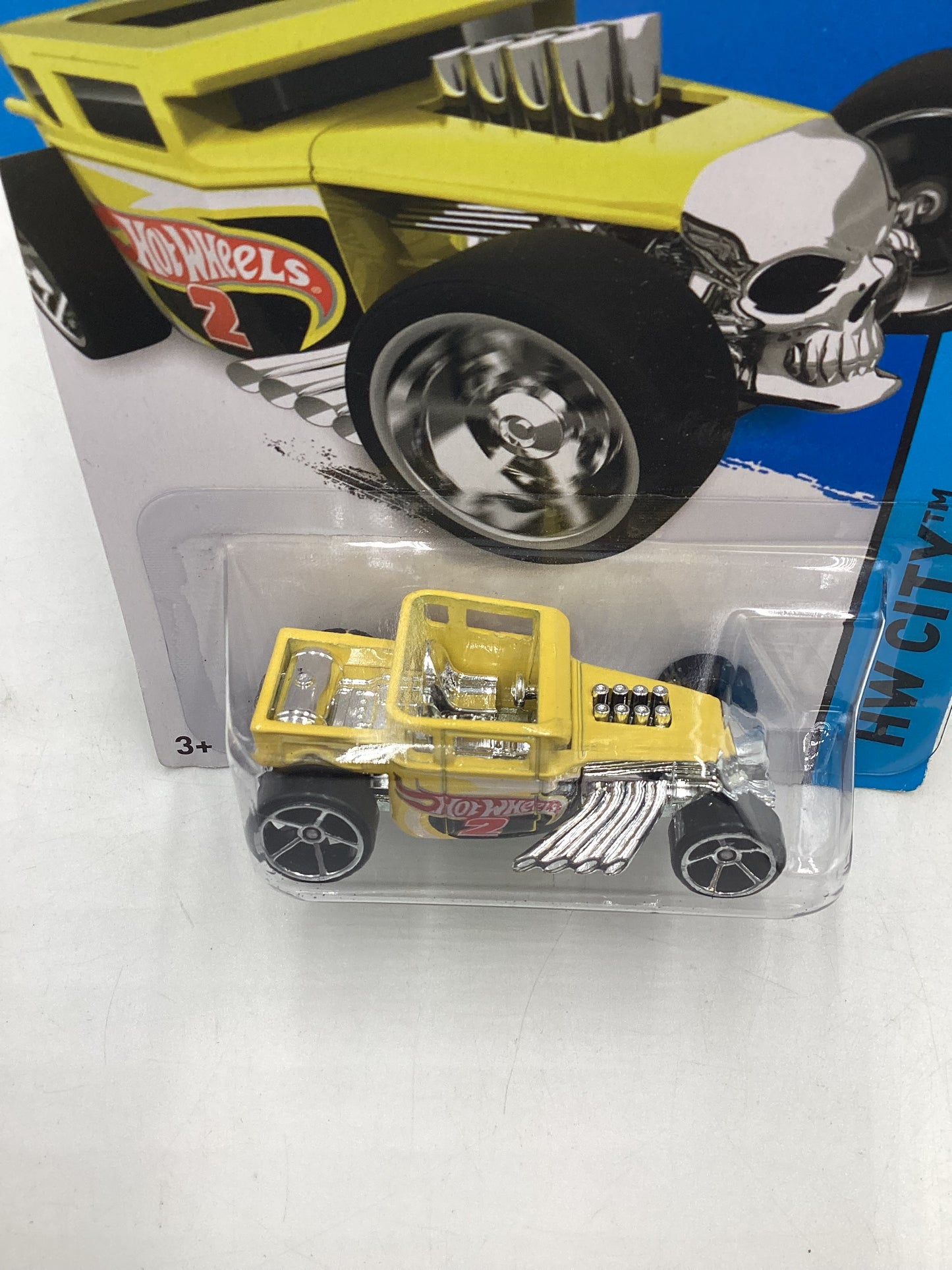 2014 HW City Scavenger Hunt 1/4 Bone Shaker Yellow Kroger Exclusive 237D