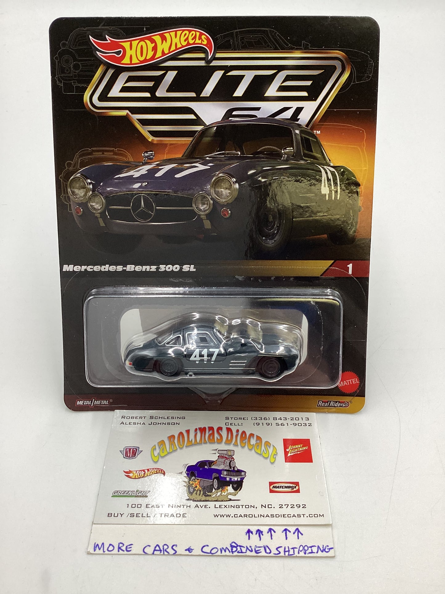 Hot Wheels Elite 64 #1 Mercedes-Benz 300 SL Gray with protector