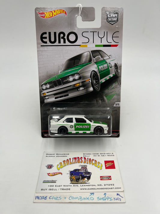 Hot Wheels Premium Euro Style #3 92 BMW M3 Polizei White/Green 245K