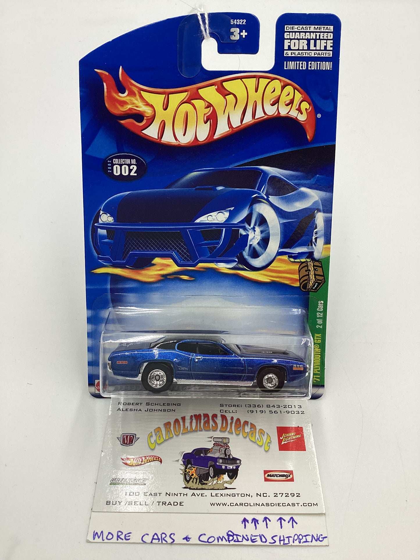 2002 Hot Wheels Treasure Hunt Real Riders #2 71 Plymouth GTX Blue 277C