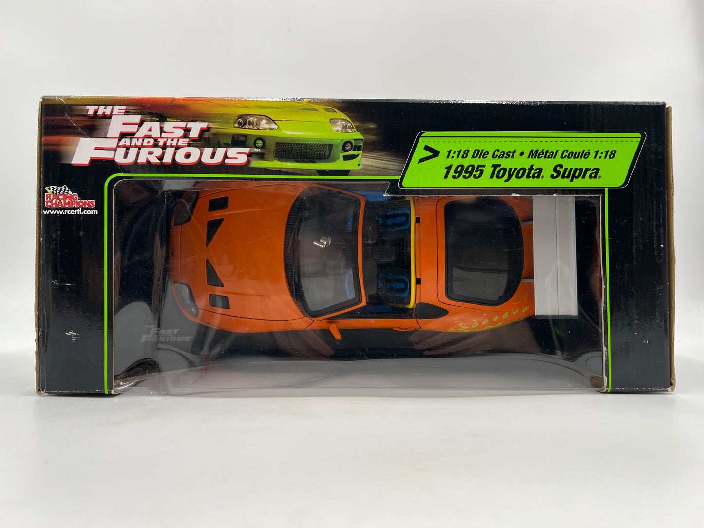 Racing Champions 1/18 Fast & Furious Street Glow 1995 Toyota Supra Orange VHTF Box Not Perfect
