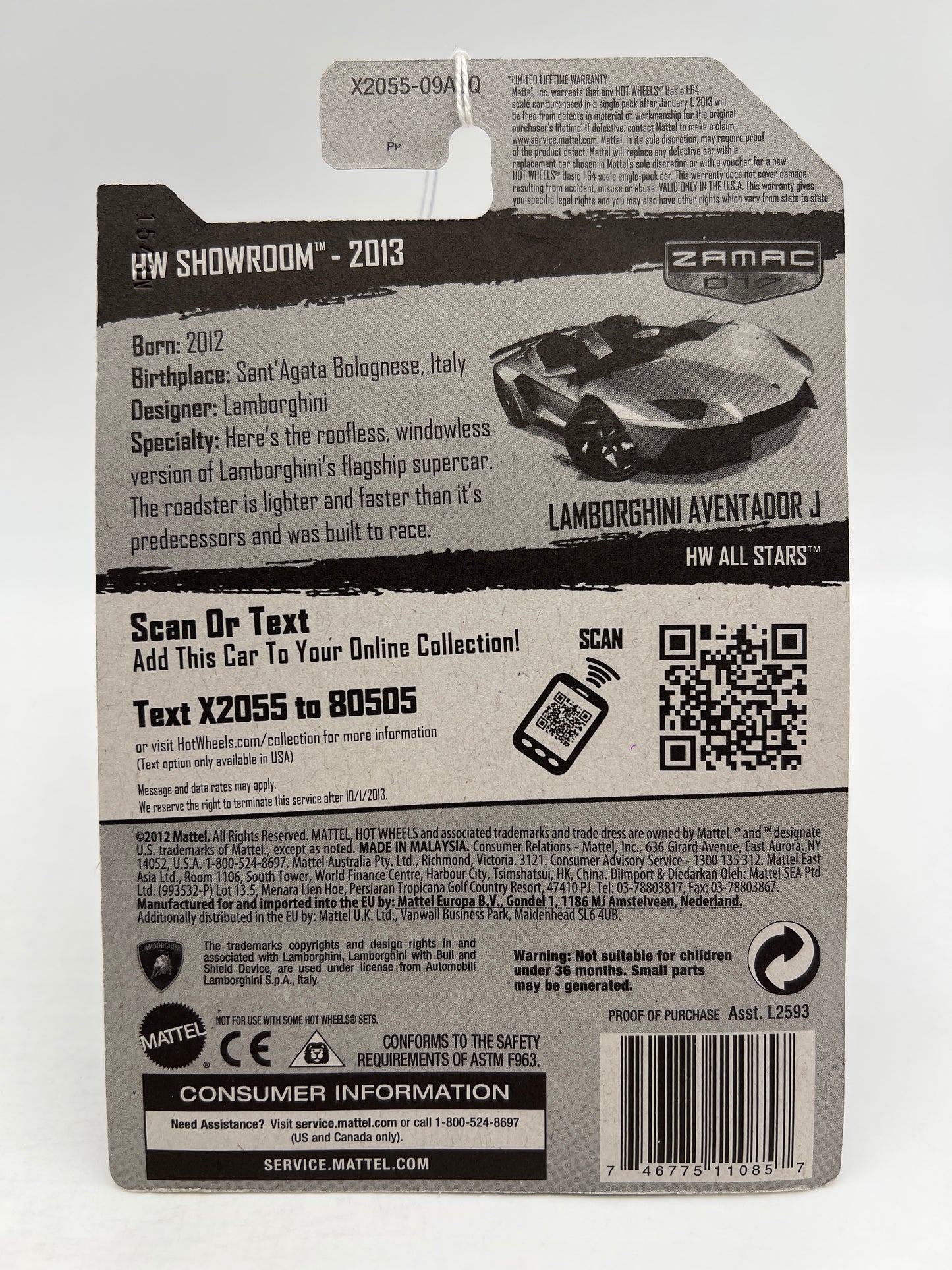 2013 Hot Wheels Walmart Exclusive Zamac 17 #180 Lamborghini Aventador J