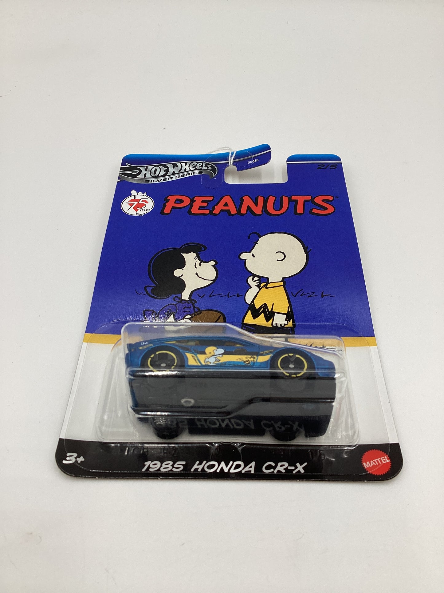 Hot Wheels Silver Series Peanuts 75 Years #2 1985 Honda CR-X Blue Lucy/Charlie Brown 161A