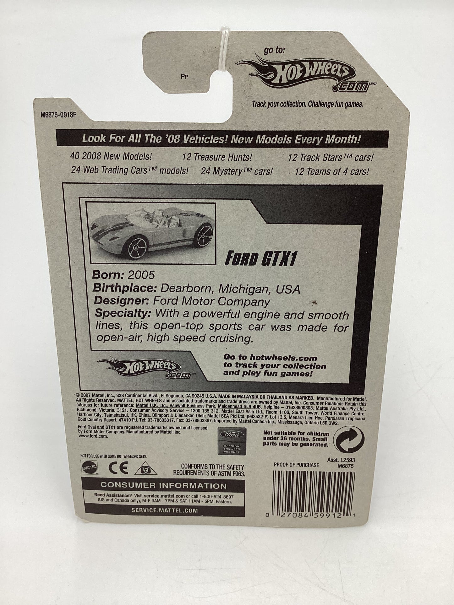 2008 Hot Wheels HW Team: Ford Racing #141 Ford GTX1 Matte Black 22i