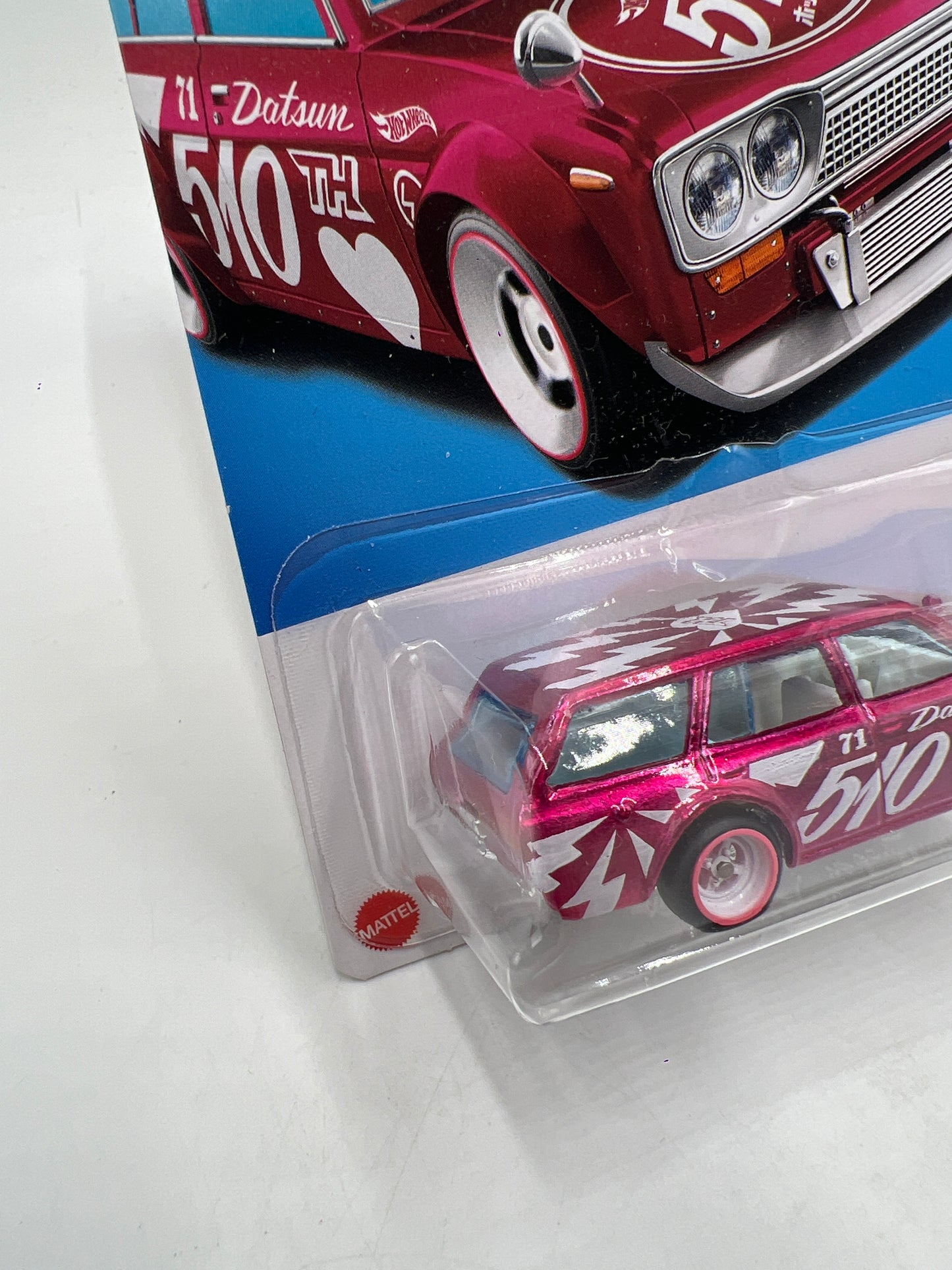 2023 Hot Wheels Super Treasure Hunt Intl Card #235 Datsun Bluebird Wagon 510 Pink W/Protector