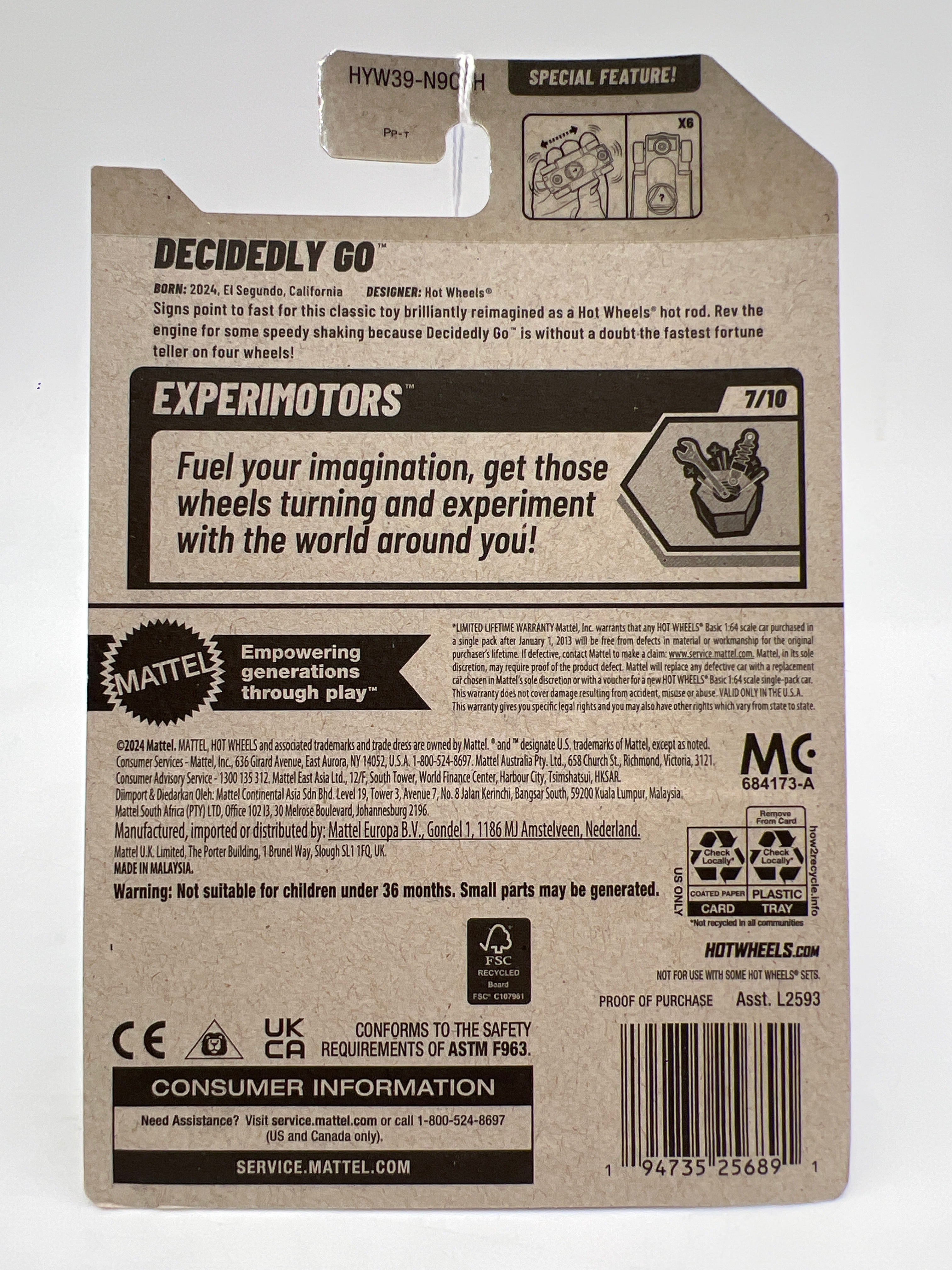 Hot Wheels Decidedly Go Experimotors – Modellauto 1:64, Lila/schwarz, Serie 7/10, Limited Edition 188/250