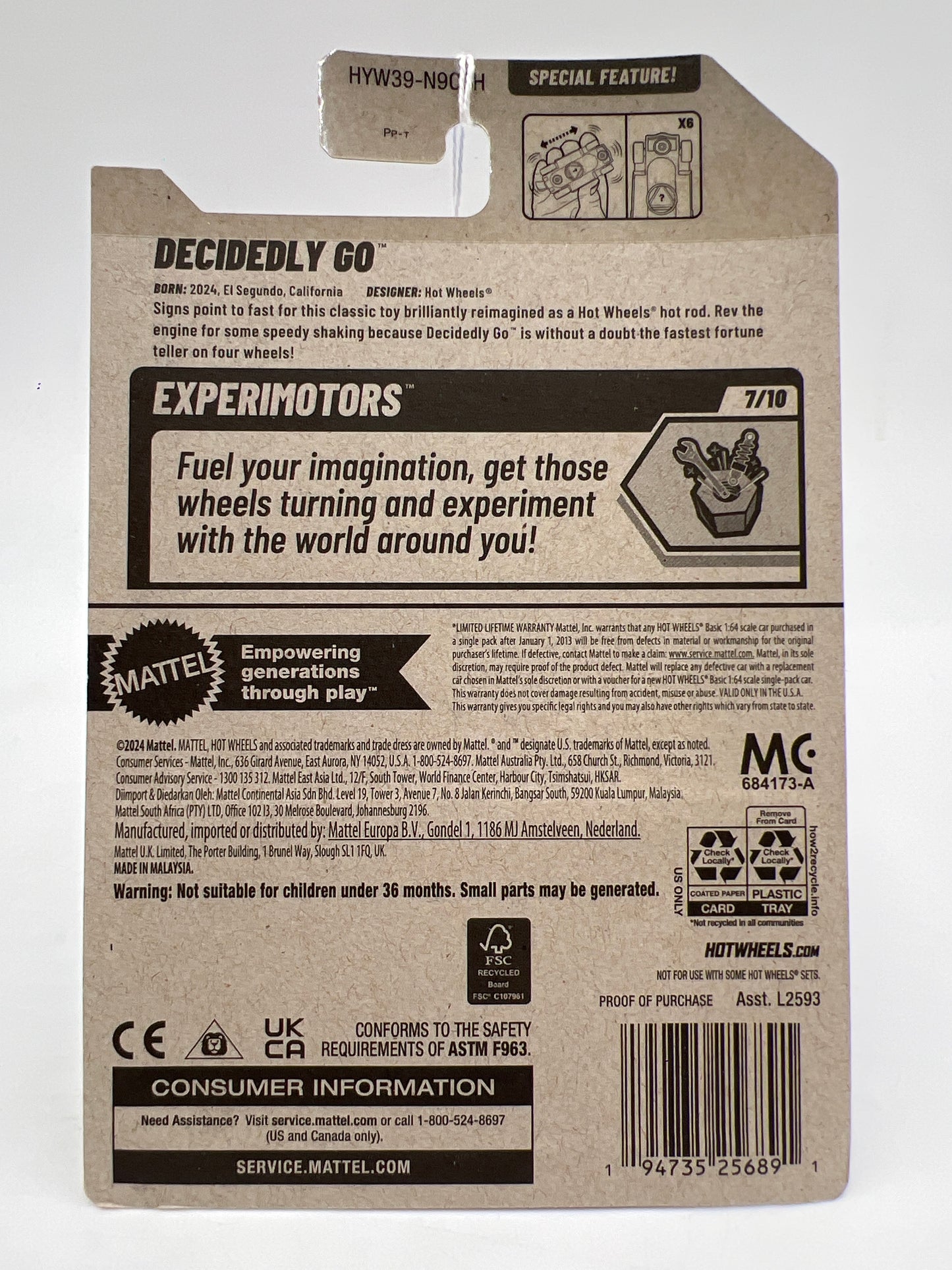 2025 Hot Wheels H Case Experimotors #188 Magic 8 Ball Decidedly Go Purple 122E