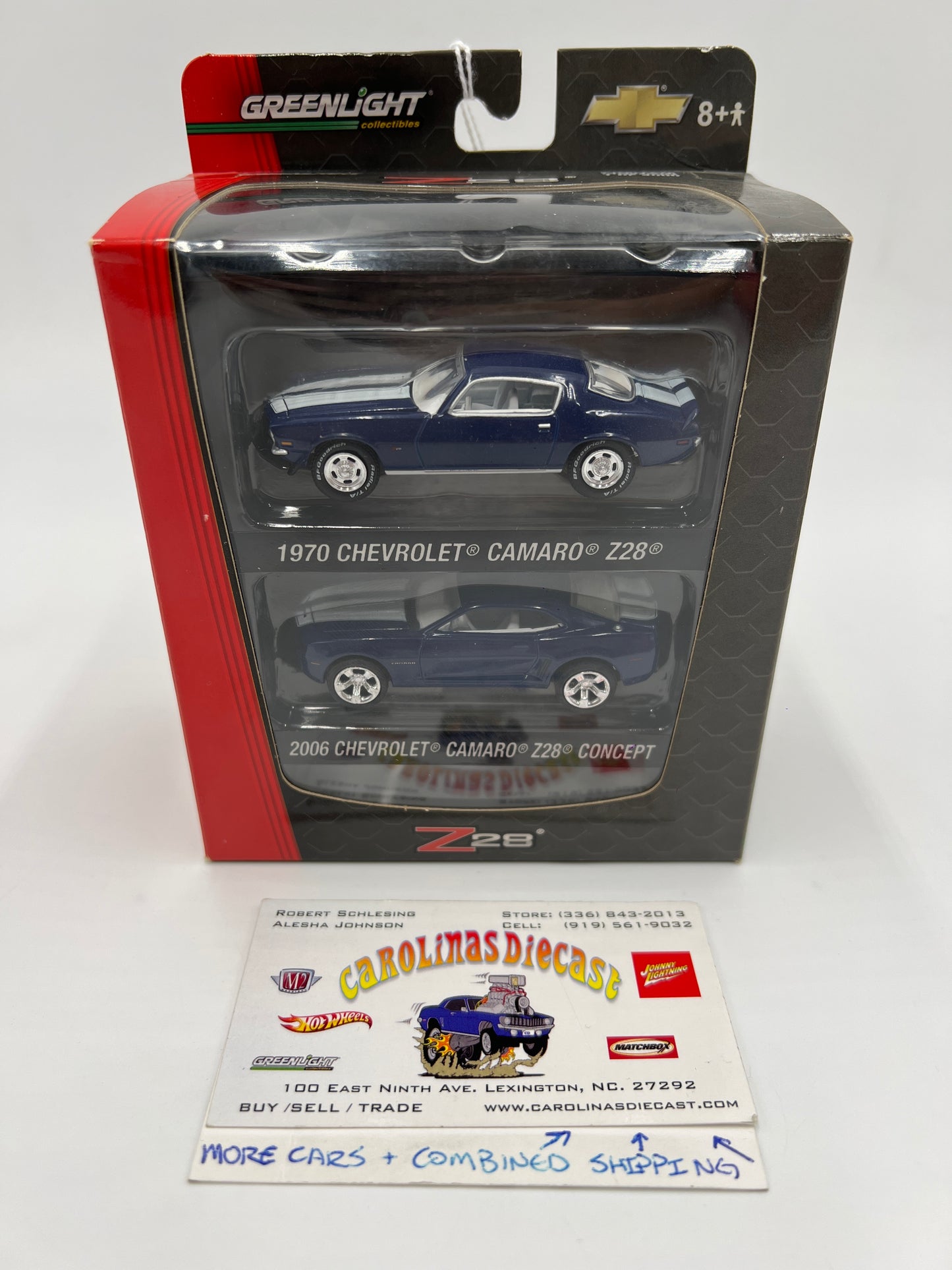 Greenlight Z28 2 Pack 1/4000 1970 Chevrolet Camaro Z28 & 2006 Chevrolet Camaro Z28 Concept Blue SR