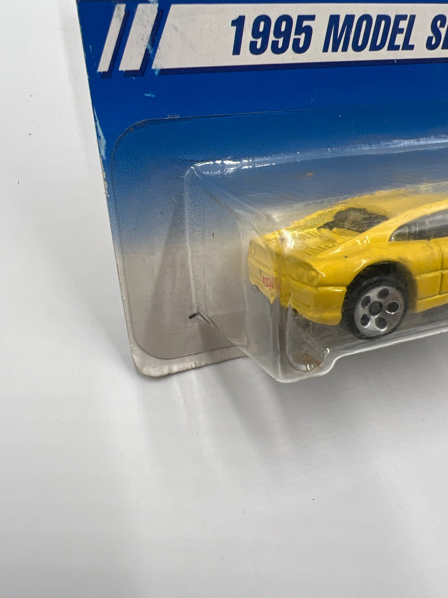 1995 Hot Wheels Model Series #350 Ferrari 355 Yellow 5 Dot Wheels *Bad Card*