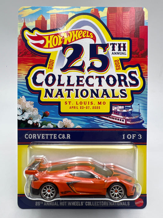 2025 Hot Wheels 25th Annual Collectors Nationals Corvette C8.R Orange W/Protector