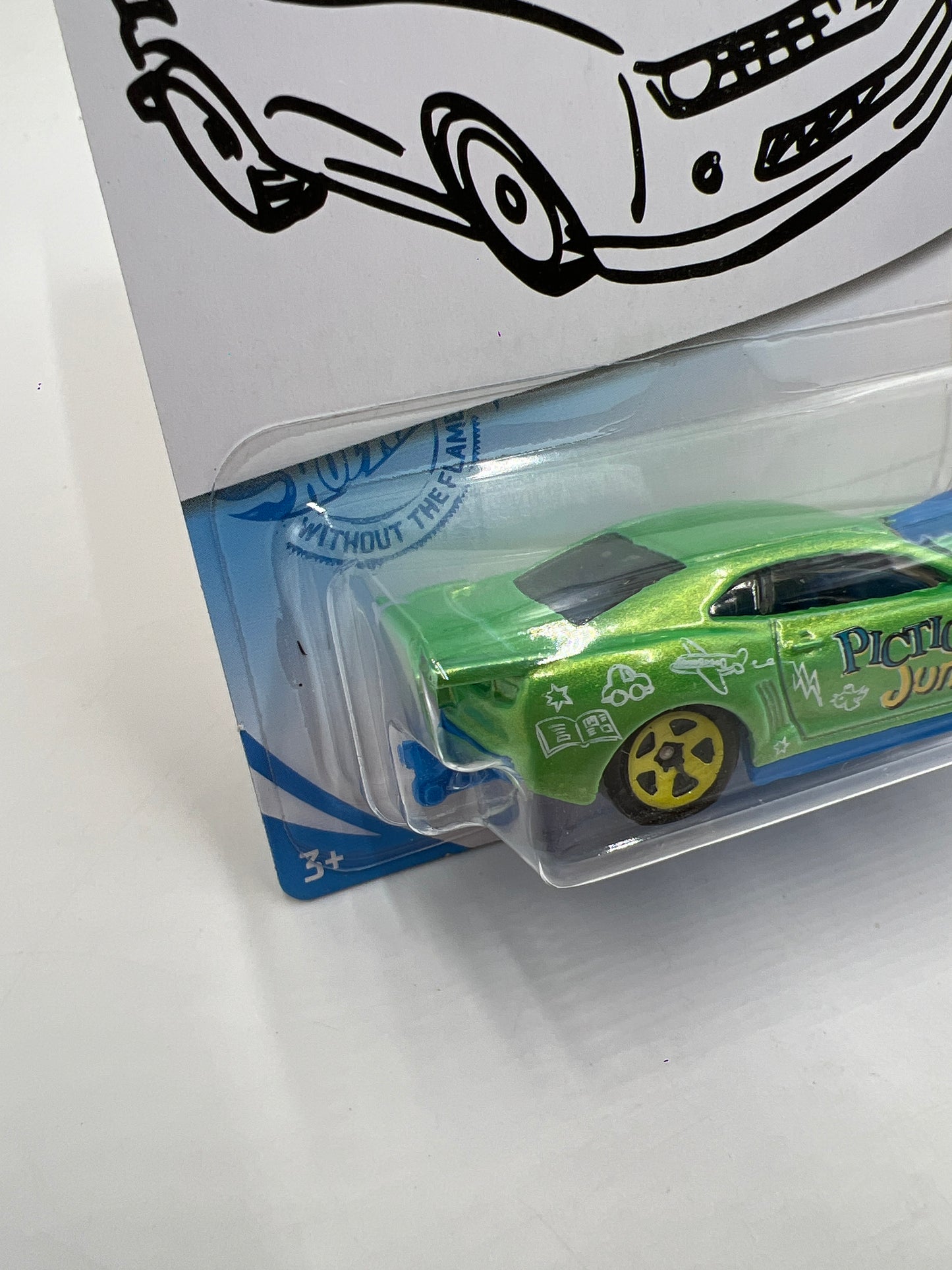 2019 Hot Wheels Kroger Exclusive #149 10 Pro Stock Camaro Green/Yellow Pictionary Sketch Card W/Protectors Cracked Blisters