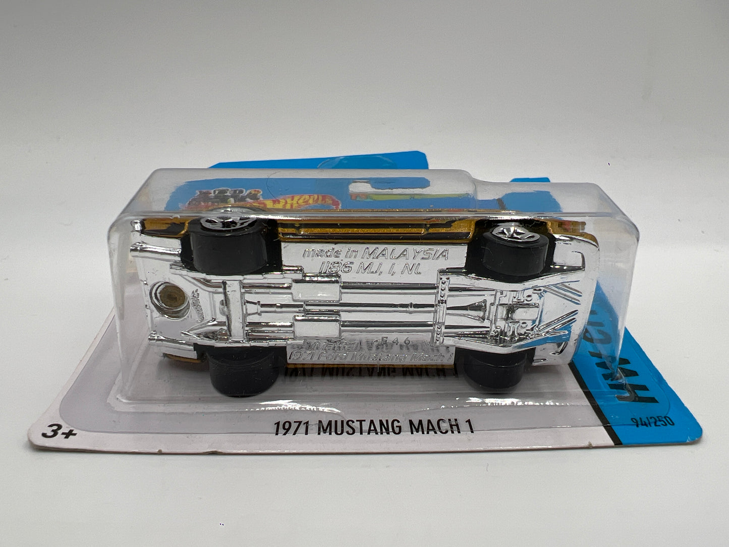 2014 Hot Wheels Short Card HW City #94 1971 Mustang Mach 1 Gold W/Protector 2