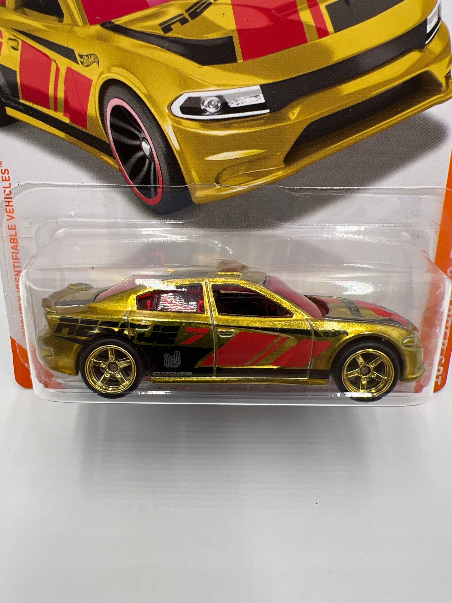Hot Wheels 15 Dodge Charger SRT iD Chase Gold Wheel Swap Custom On Card W/Protector SR